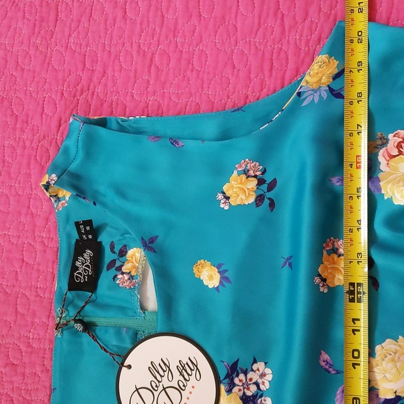NWT Dolly and Dotty Vintage-Inspired Turquoise Swing Dress US 12 - Picture 5 of 8